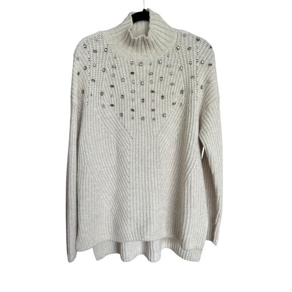Lane Bryant Women's Stunning Holiday Bejeweled Cream Sweater Size 18/20 - Picture 3 of 8